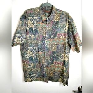 Tori Richard Honolulu (Size L) Men's Hawaiian Print Button Down Front SS Shirt